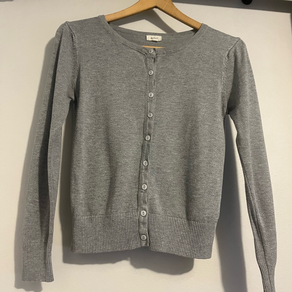Debut Gray Button-Up Cardigan